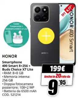 MediaWorld HONOR Smartphone 400 Smart 8+256 + Buds Choice X7 Lite offerta