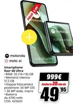 MediaWorld motorola Smartphone Razr 60 Ultra offerta
