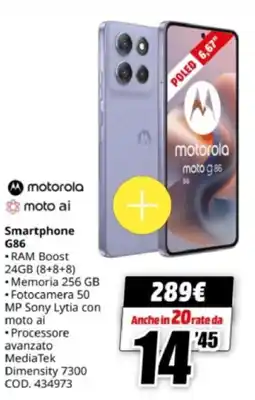 MediaWorld motorola Smartphone G86 offerta