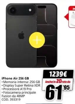 MediaWorld iPhone Air 256 GB offerta