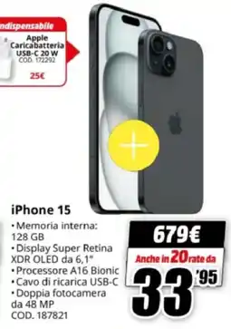 MediaWorld iPhone 15 offerta