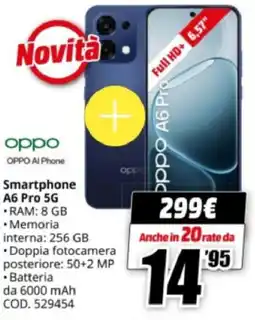 MediaWorld oppo Smartphone A6 Pro 5G offerta