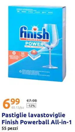 Action Pastiglie lavastoviglie Finish Powerball All-in-1 offerta