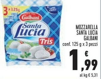 Conad Santa lucia tris mozzarella 375 g(ml) offerta