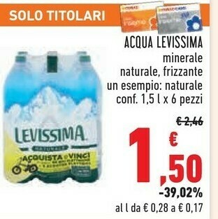 Conad Acqua minerale naturale frizzante 1500 g(ml) offerta