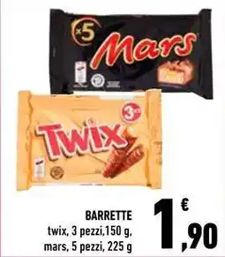 Conad City BARRETTE twix, 3 pezzi, mars, 5 pezzi offerta