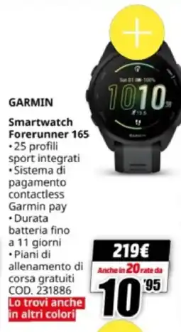 MediaWorld GARMIN Smartwatch Forerunner 165 offerta