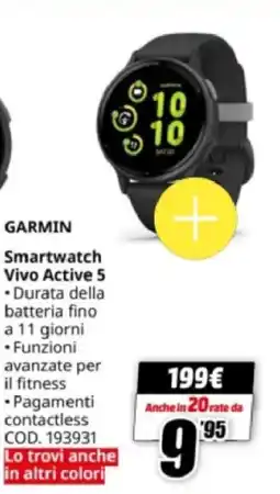 MediaWorld GARMIN Smartwatch Vivo Active 5 offerta