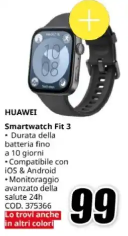 MediaWorld HUAWEI Smartwatch Fit 3 offerta