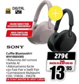 MediaWorld SONY Cuffie Bluetooth WH1000XM5 offerta