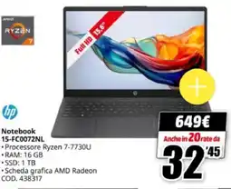 MediaWorld hp Notebook 15-FC0072NL offerta