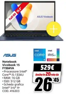 MediaWorld ASUS Notebook Vivobook 15 F1504VA offerta