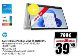 MediaWorld hp Convertibile Pavilion x360 14-EK1030NL offerta