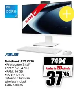MediaWorld ASUS Notebook AIO V470 offerta