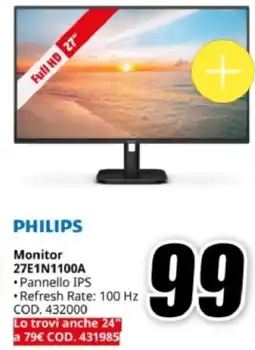 MediaWorld PHILIPS Monitor 27E1N1100A offerta