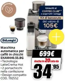 MediaWorld DeLonghi Macchina automatica per caffè in chicchi EXAM440.55.BG offerta