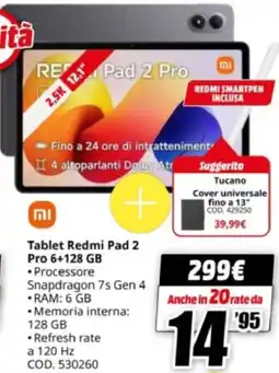MediaWorld mi Tablet Redmi Pad 2 Pro 6+128 GB offerta