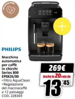 MediaWorld PHILIPS Macchina automatica per caffè in chicchi Series 800 EP0820/00 offerta