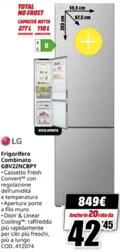MediaWorld LG Frigorifero Combinato GBV22NCBPY offerta