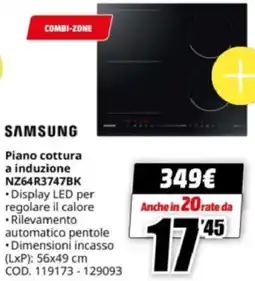 MediaWorld SAMSUNG Piano cottura a induzione NZ64R3747BK offerta