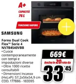 MediaWorld SAMSUNG Forno Dual Cook Flex Serie 4 NV7B4540VBB offerta