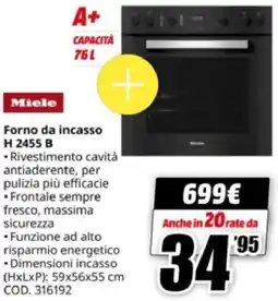 MediaWorld Miele Forno da incasso H 2455 B offerta