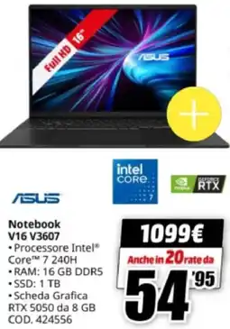 MediaWorld ASUS Notebook V16 V3607 offerta