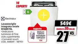 MediaWorld Electrolux Lavastoviglie integrata totale EES68510L offerta