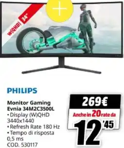 MediaWorld PHILIPS Monitor Gaming Evnia 34M2C3500L offerta