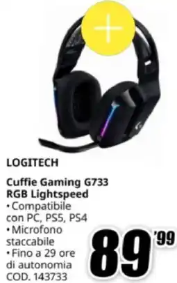 MediaWorld LOGITECH Cuffie Gaming G733 RGB Lightspeed offerta
