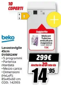 MediaWorld beko Lavastoviglie 45cm DVS0524W offerta