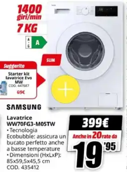 MediaWorld SAMSUNG Lavatrice WW70FG3-M05TW offerta