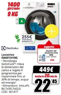 MediaWorld Electrolux Lavatrice EW6FCH19G offerta