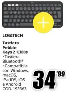 MediaWorld LOGITECH Tastiera Pebble Keys 2 K380s offerta