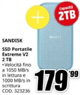 MediaWorld SANDISK SSD Portatile Extreme V2 2 TB offerta