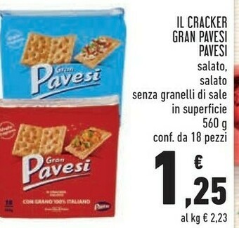 Conad City Gran i cracker salati senza granelli di sale in superficie 560 g(ml) offerta
