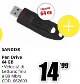 MediaWorld SANDISK Pen Drive 64 GB offerta