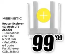 MediaWorld KEENETIC Router Explorer 4G Mesh LTE AC1200 offerta