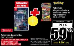 MediaWorld Pokemon Legend ZA e Pokémon Megaevoluzione busta 10 carte in Paper Sleeve offerta