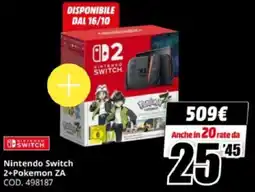 MediaWorld Nintendo Switch 2+Pokemon ZA offerta