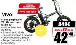 MediaWorld VIVO E-Bike pieghevole VR1S24 con ruote fat da 20" offerta