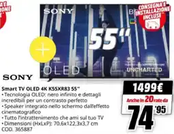 MediaWorld SONY Smart TV OLED 4K K55XR83 55" offerta