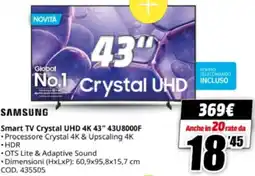 MediaWorld SAMSUNG Smart TV Crystal UHD 4K 43″ 43U8000F offerta
