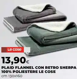 Extracoop Plaid flannel con retro sherpa 100% poliestere LE COSE offerta
