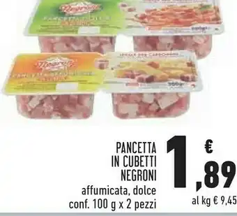 Conad City Pancetta in cubetti 200 g offerta