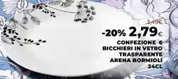 Extracoop Confezione 6 bicchieri in vetro trasparente arena bormioli 24cl offerta