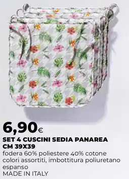 Extracoop Set 4 cuscini sedia panarea cm 39x39 offerta