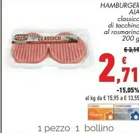 Conad City Classico hamburger con tacchino e rosmarino 200 g(ml) offerta