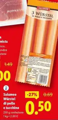 Lidl Salumeo Würstel di pollo e tacchino offerta