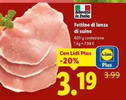 Lidl Fettine di lonza di suino offerta